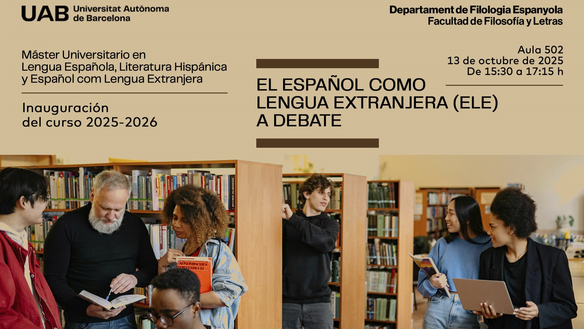 Cartell informatiu de l'acte inaugural del Màster en llengua espanyola